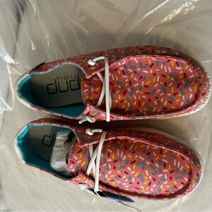 Hey Dude Kids Coral Pink Sprinkle-Print Slip-On Moccasins
